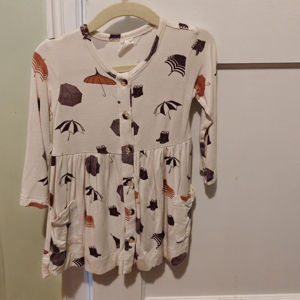 Kate Quinn long sleeve button pocket dress | umbrella | bamboo - 18-24m